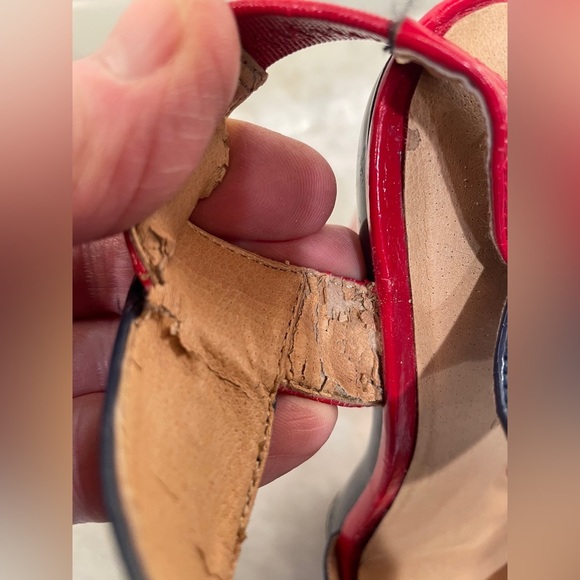 Diva Lounge Patriotic Red White & Blue ankle strap platform high heels Sz 7 - Picture 8 of 9